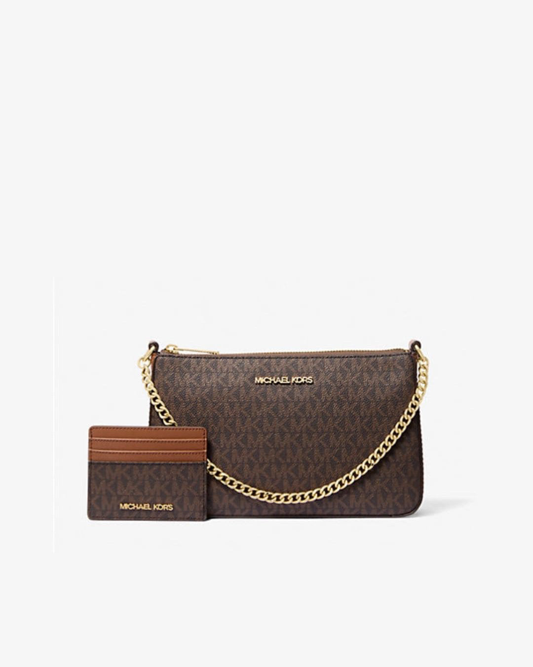 Michael Kors Medium Logo Pouch & Card Case Gift Set Signature Canvas Geschenkset