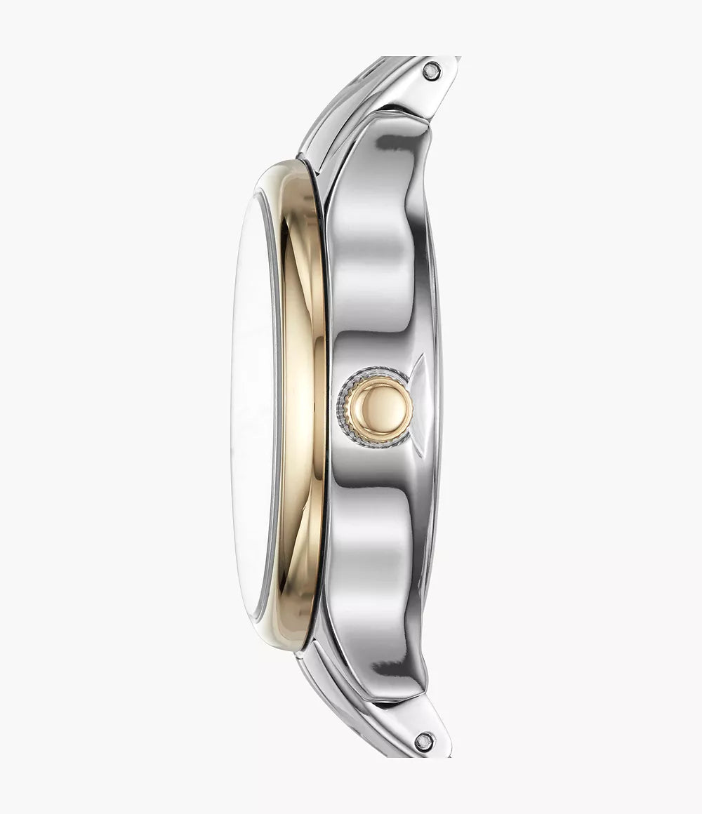 Fossil Damenuhr Modern Sophisticate Edelstahl Bicolor silber und gold von der seite