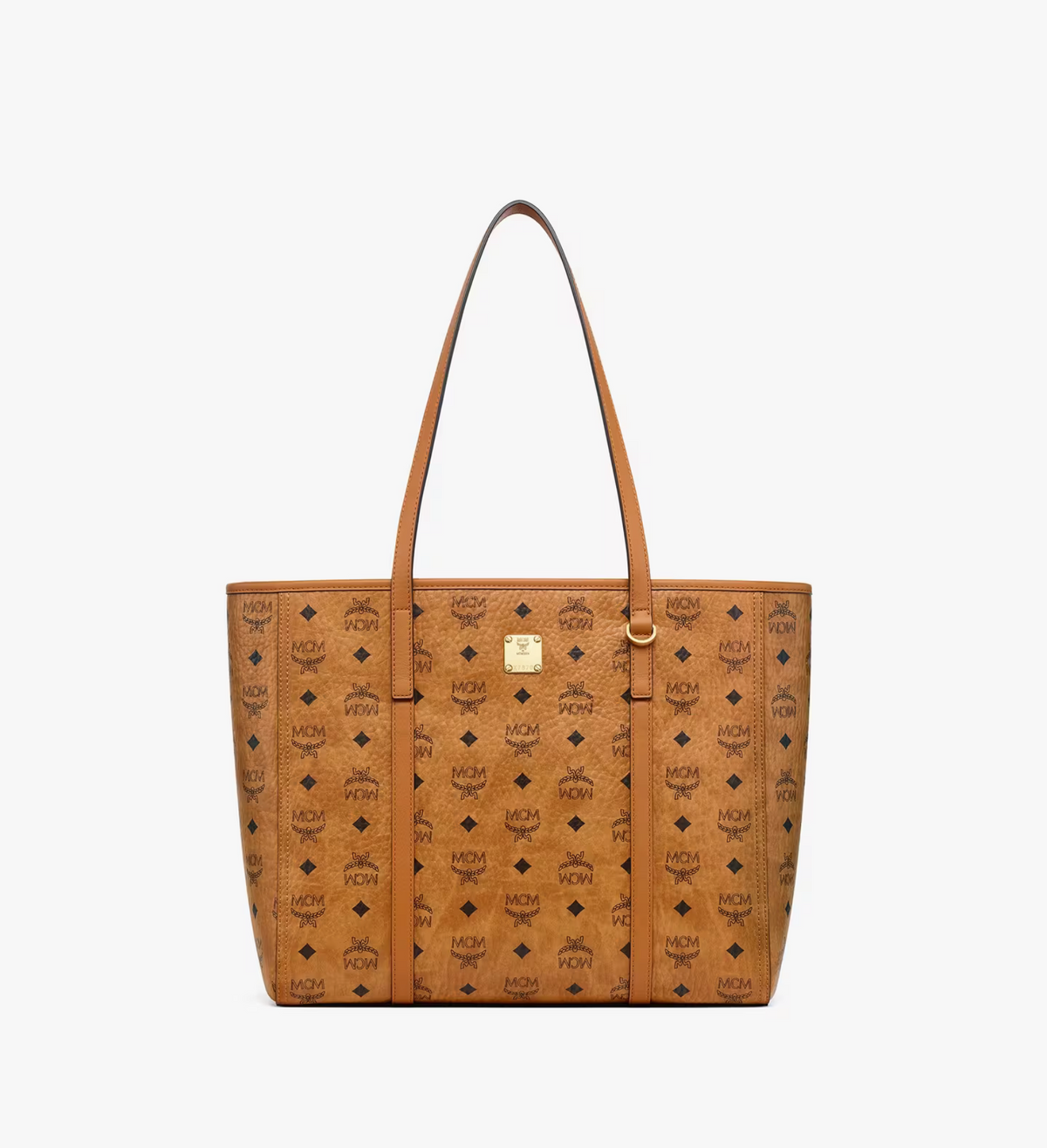 MCM Toni Shopper Mit Reissverschluss In Visetos - Cognac