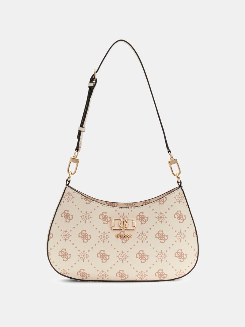 GUESS Emelie Logo Schultertasche in Beige