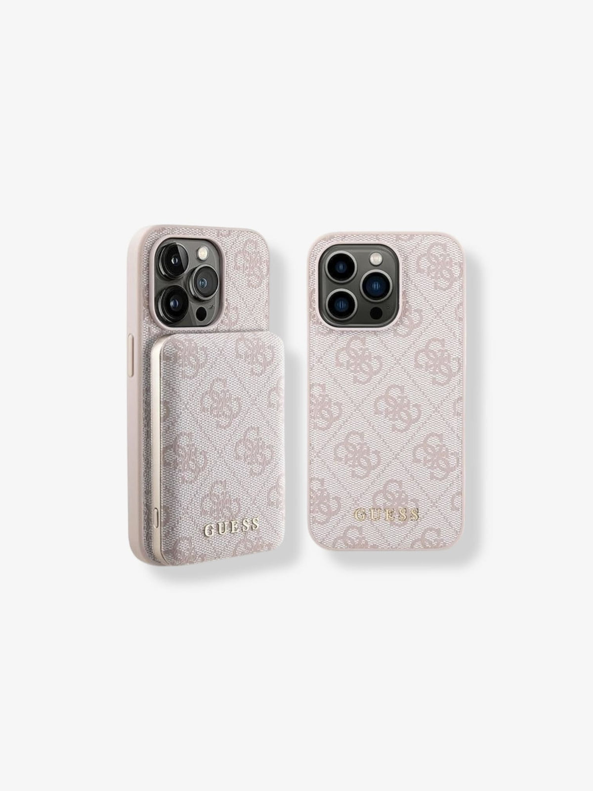 Guess Set iPhone15 Pro Hülle + Powerbank 5000mAh MagSafe pink 4G