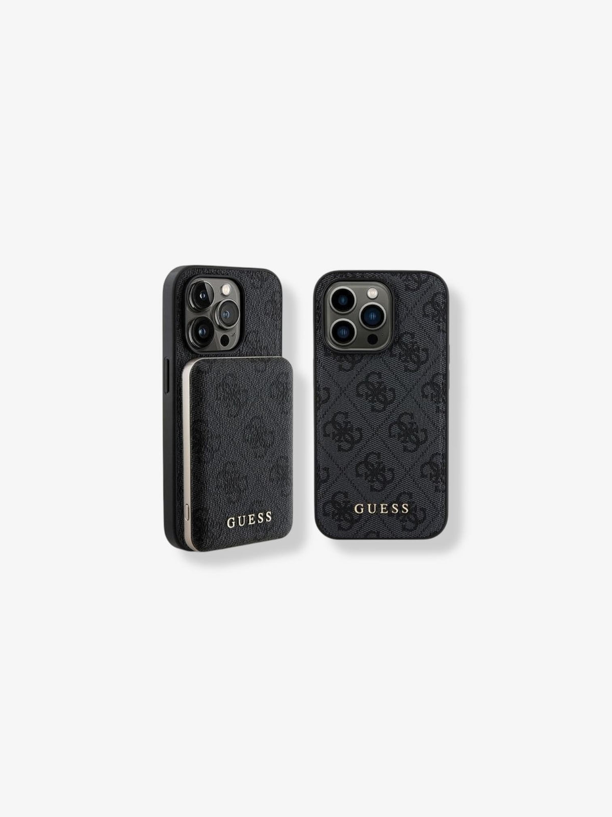 Guess Set iPhone15 Pro Hülle + Powerbank 5000mAh MagSafe black 4G