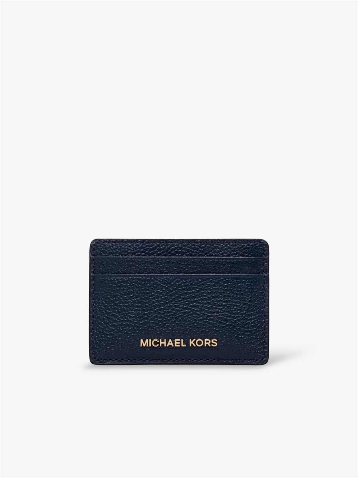 Michael Kors Kartenhalter aus glattem Leder – kompakte Vorderansicht mit Kartenfächern, Maße 10 x 7 cm