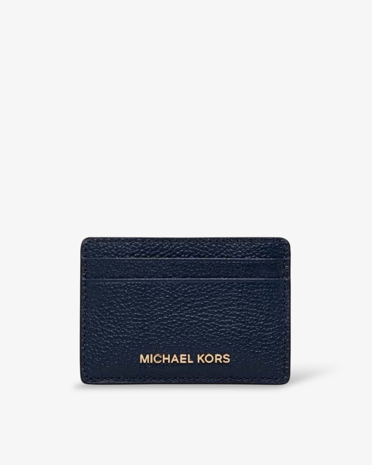Michael Kors Kartenhalter aus glattem Leder – kompakte Vorderansicht mit Kartenfächern, Maße 10 x 7 cm