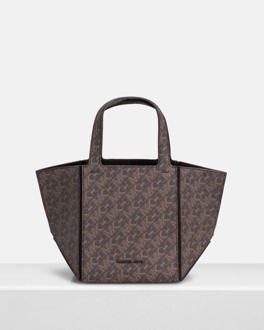 MICHAEL MICHAEL KORS Jordi Small Shopper in Braun mit Empire Signature-Logomuster Vorderansicht