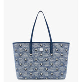 MCM Aren Tote Medium in Denim Visetos mit blau-weißem Monogramm