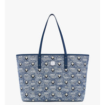 MCM Aren Tote Medium in Denim Visetos mit blau-weißem Monogramm