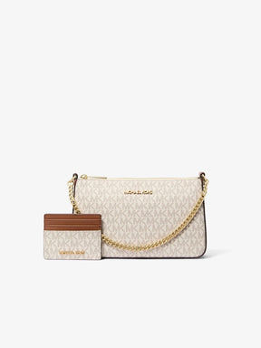 Michael Kors Medium Logo Pouch & Card Case Gift Set Signature Canvas