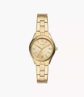 Fossil Uhr Rye 3-Zeiger-Werk Datum goldfarben