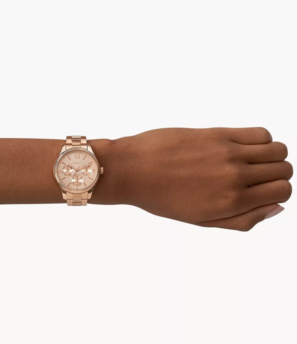 Fossil Rye Multifunction Rose Gold-Tone Stainless Steel Watch