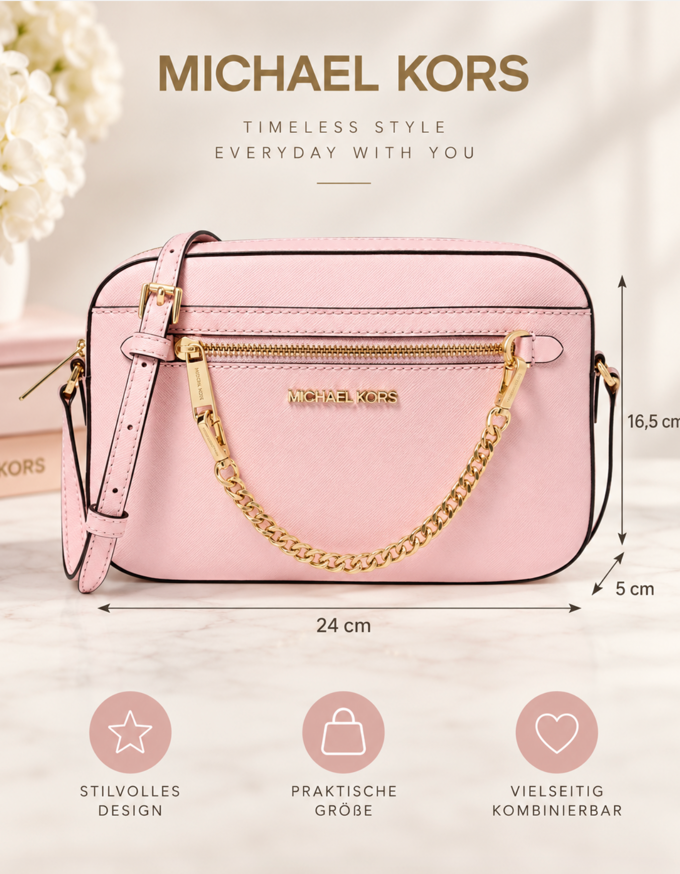 Michael Kors Jet Set Crossbody-Tasche – Powder Blush