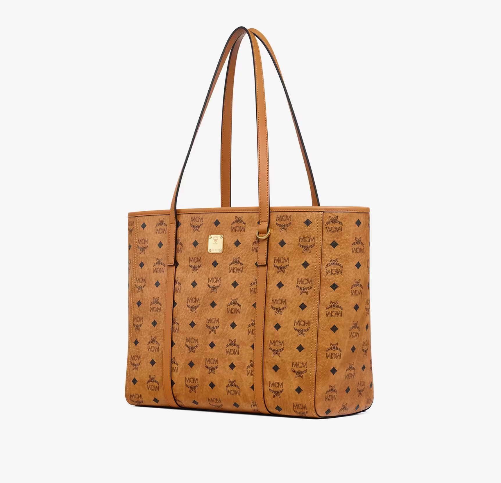 MCM Toni Shopper Mit Reissverschluss In Visetos - Cognac