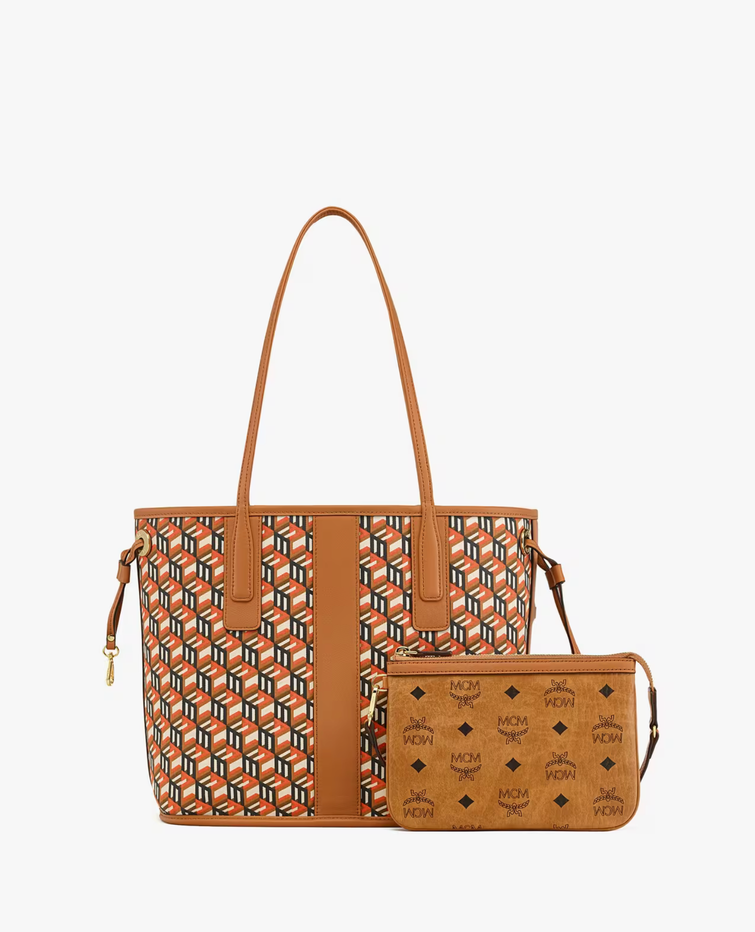 MCM Liz Wendeshopper In Visetos - Cognac