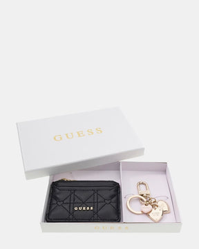 GUESS Kartenetui und Schlüsselanhänger-Set in Schwarz