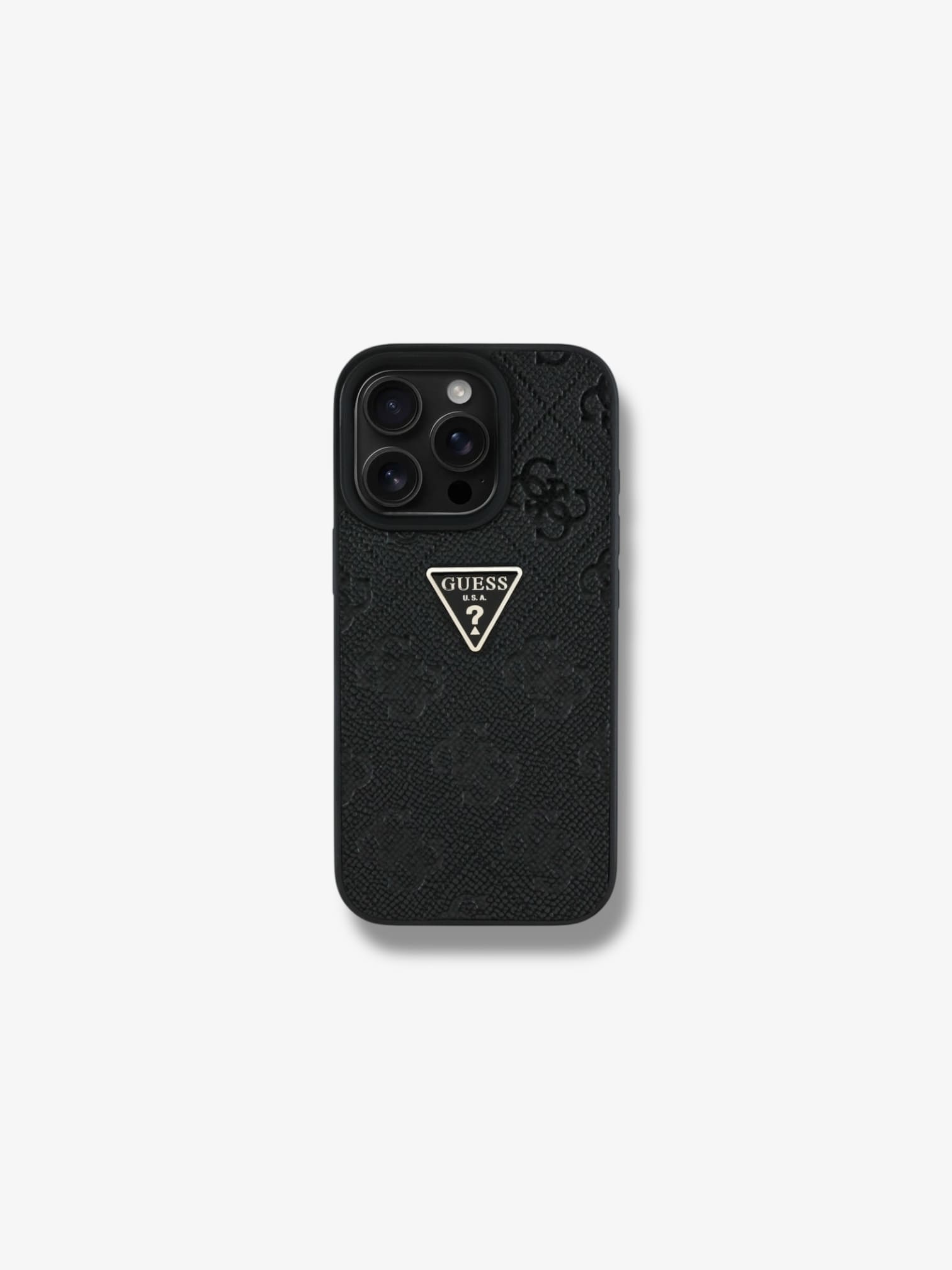 Guess Hot Stamp 4G Pattern Triangle Metal Logo iPhone 16 Pro Max