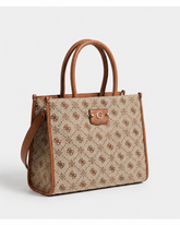 GUESS Neda Tote Bag Shopper Damen mit Umhängegurt Latte Logo