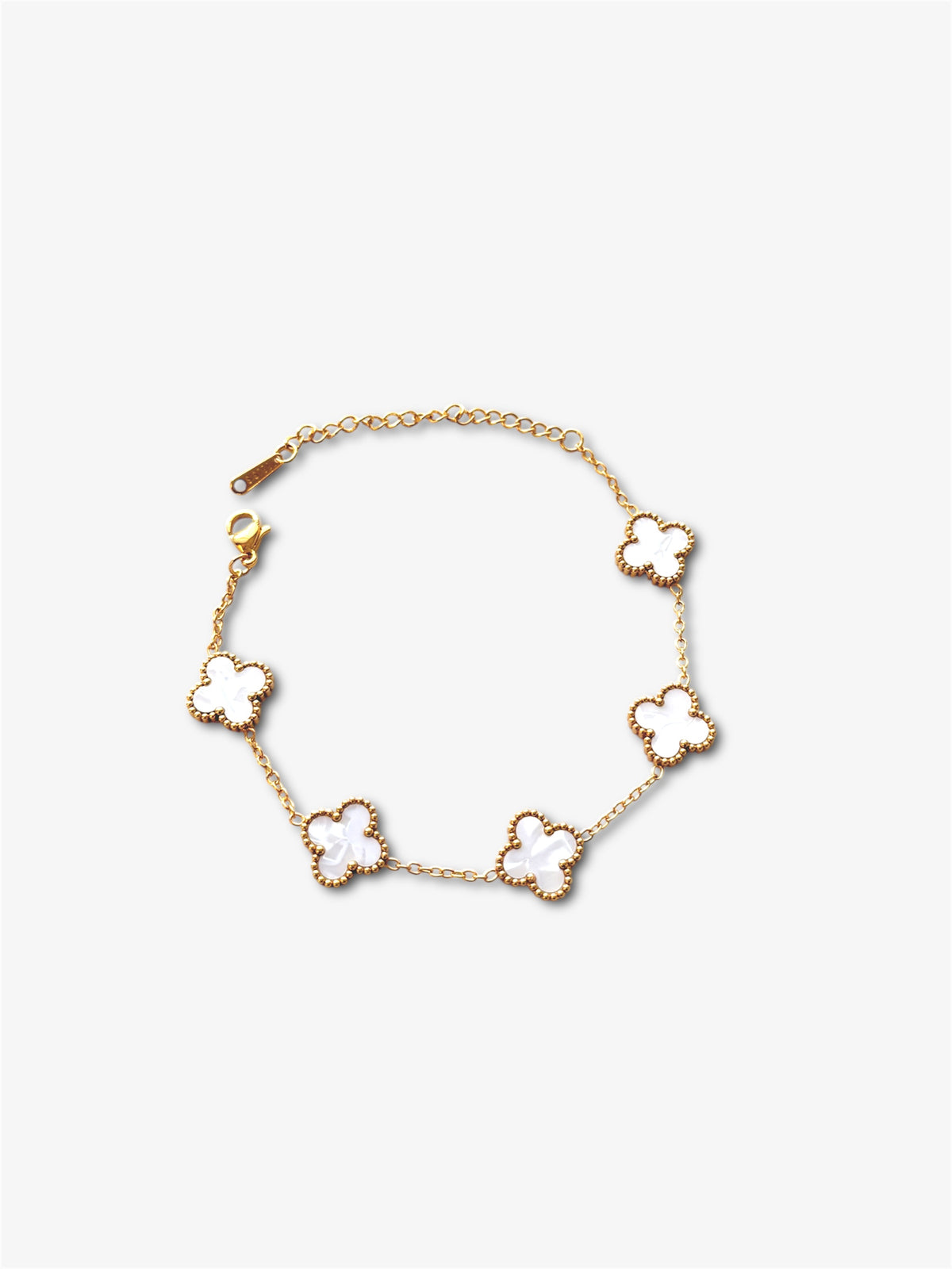 AMARÉ Kleeblatt Edelstahl Armband weiss