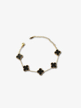 AMARÉ Kleeblatt Edelstahl Armband schwarz