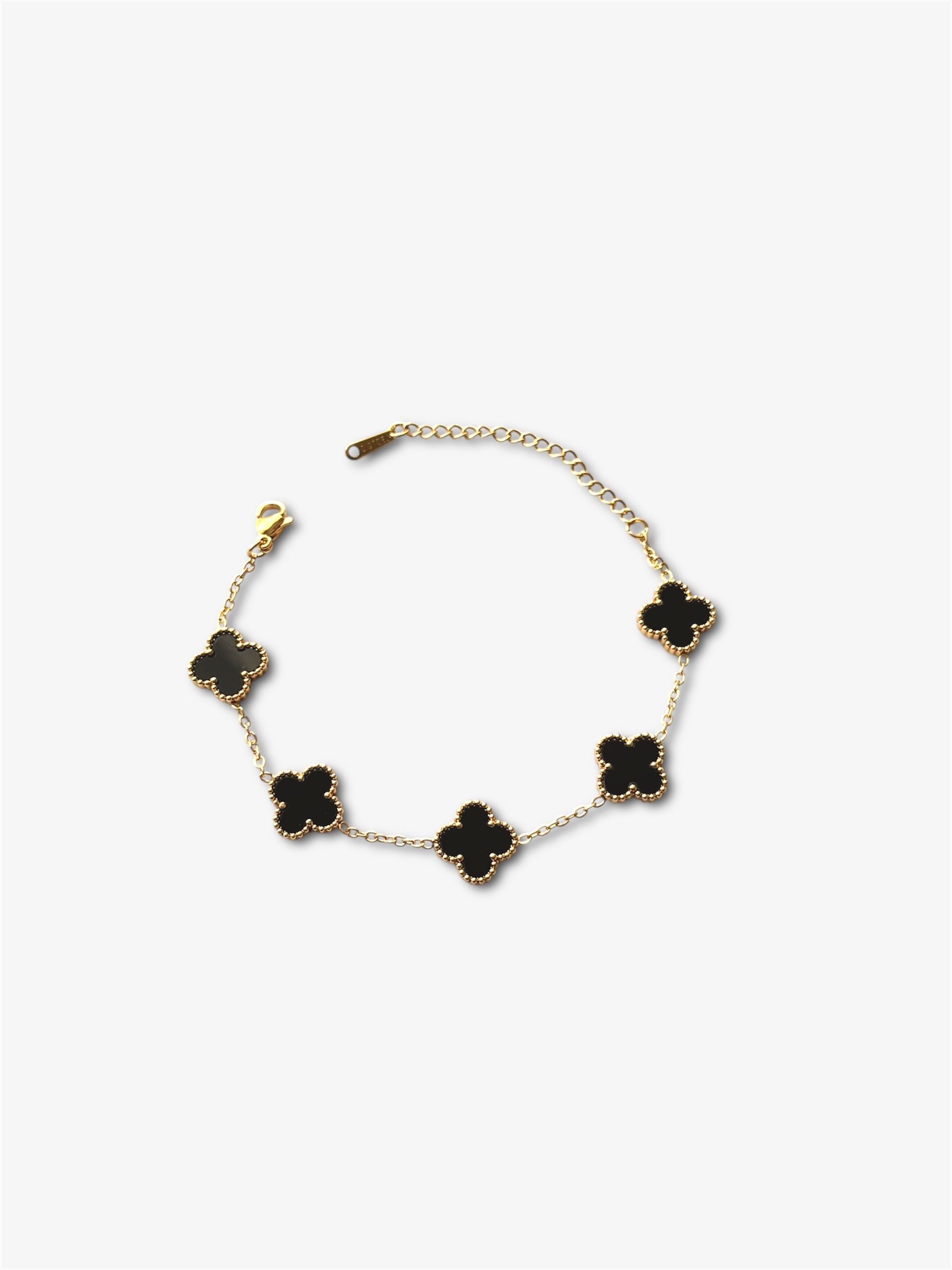 AMARÉ Kleeblatt Edelstahl Armband schwarz