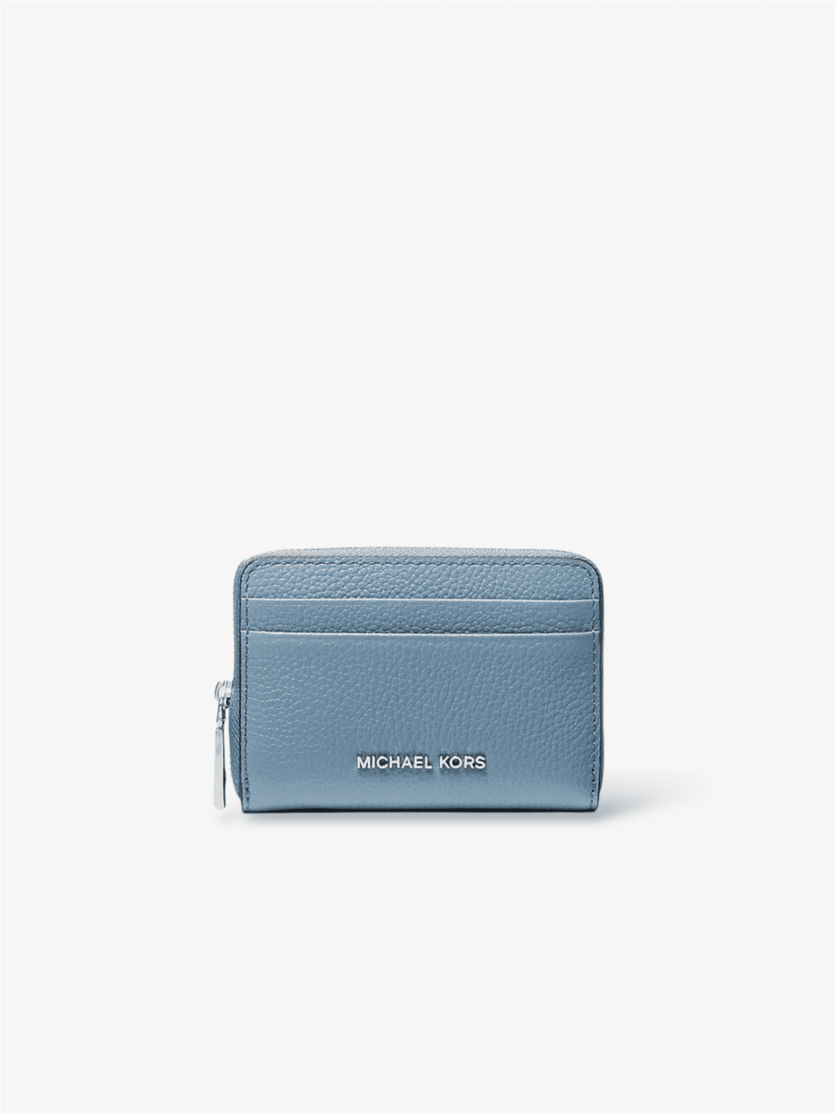Michael Kors Jet Set Small Pebbled Leather Zip-Around Card Case denim