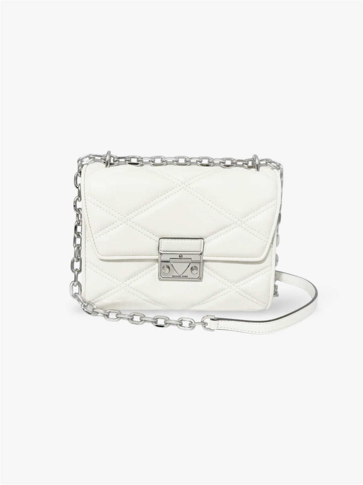 Michael Kors Serena Medium Quilted Crossbody Bag in Optic White 35S2SNRL2U Vorderansicht