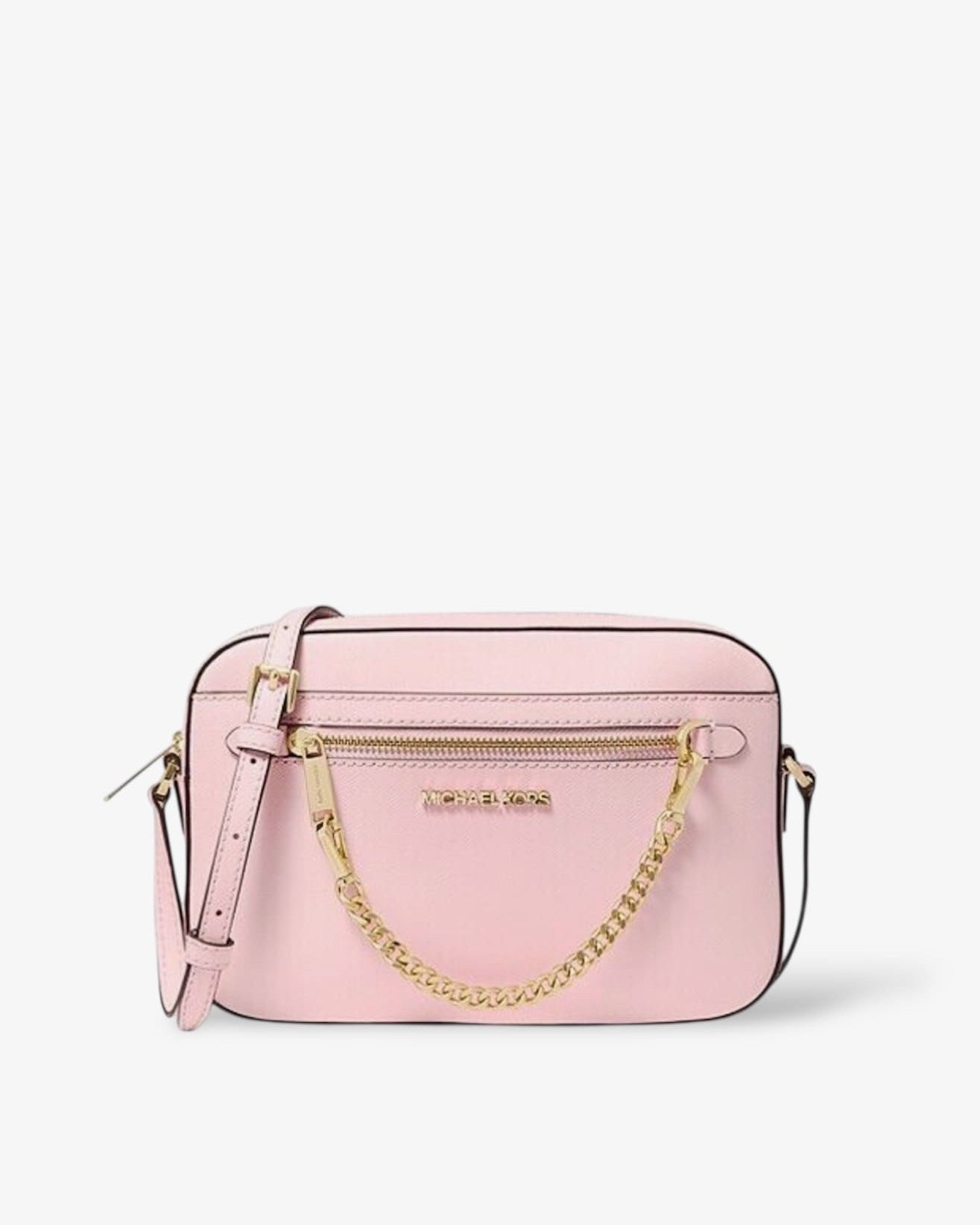 Michael Kors Jet Set Crossbody Bag in Powder Blush – Vorderansicht der eleganten Umhängetasche aus Saffiano-Leder