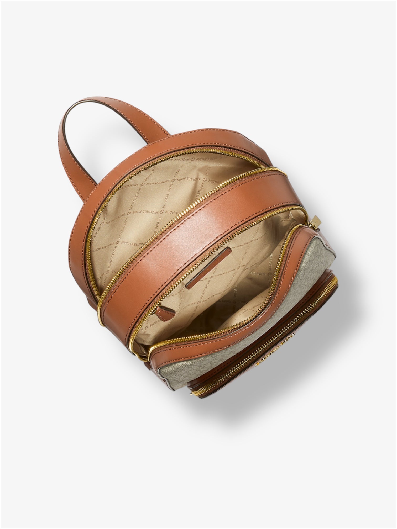 Innenansicht des Jaycee Rucksacks in Vanilla - Technikfach und Logo-Futter sichtbar