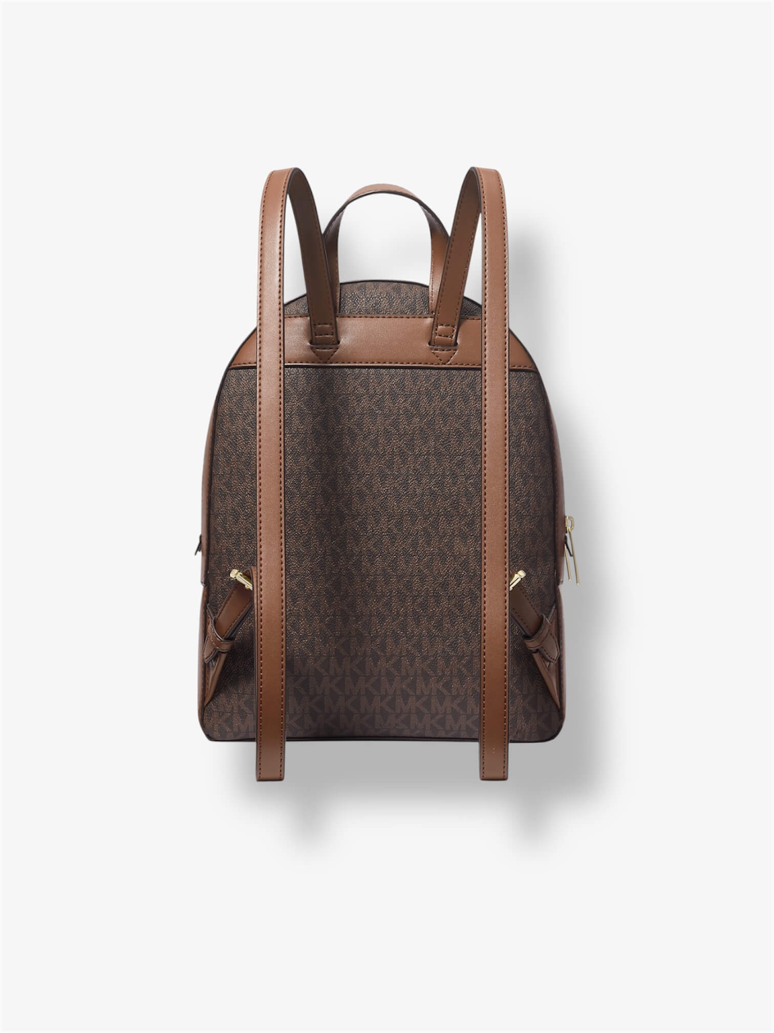 Rückansicht des Michael Kors Rucksacks mit verstellbaren Schulterriemen in Braun