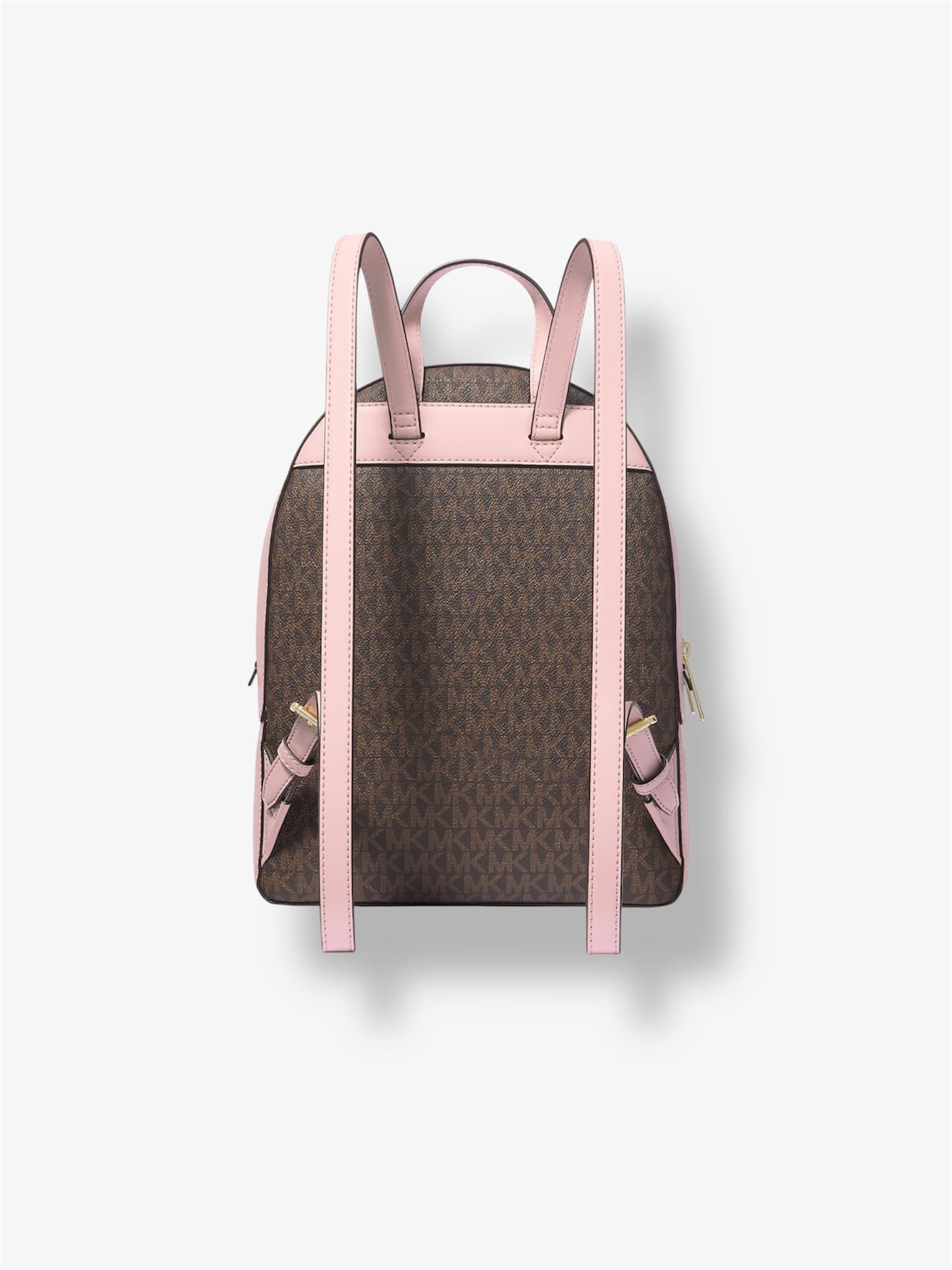 Rückansicht des Michael Kors Jaycee Rucksacks mit gepolsterten, verstellbaren Schulterriemen in Rosa