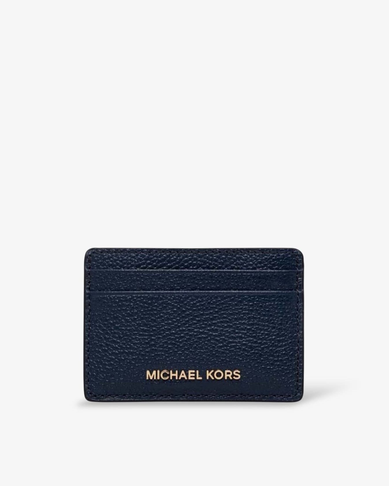 Michael Kors Kartenhalter aus glattem Leder – kompakte Vorderansicht mit Kartenfächern, Maße 10 x 7 cm